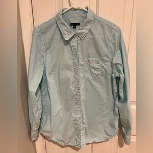 Button Down Long Sleeve Shirt- Turquoise Blue Gap Factory- Size Large